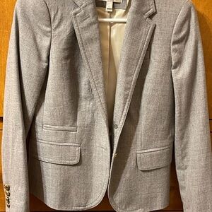 Gray Blazer with Gold Button Accents